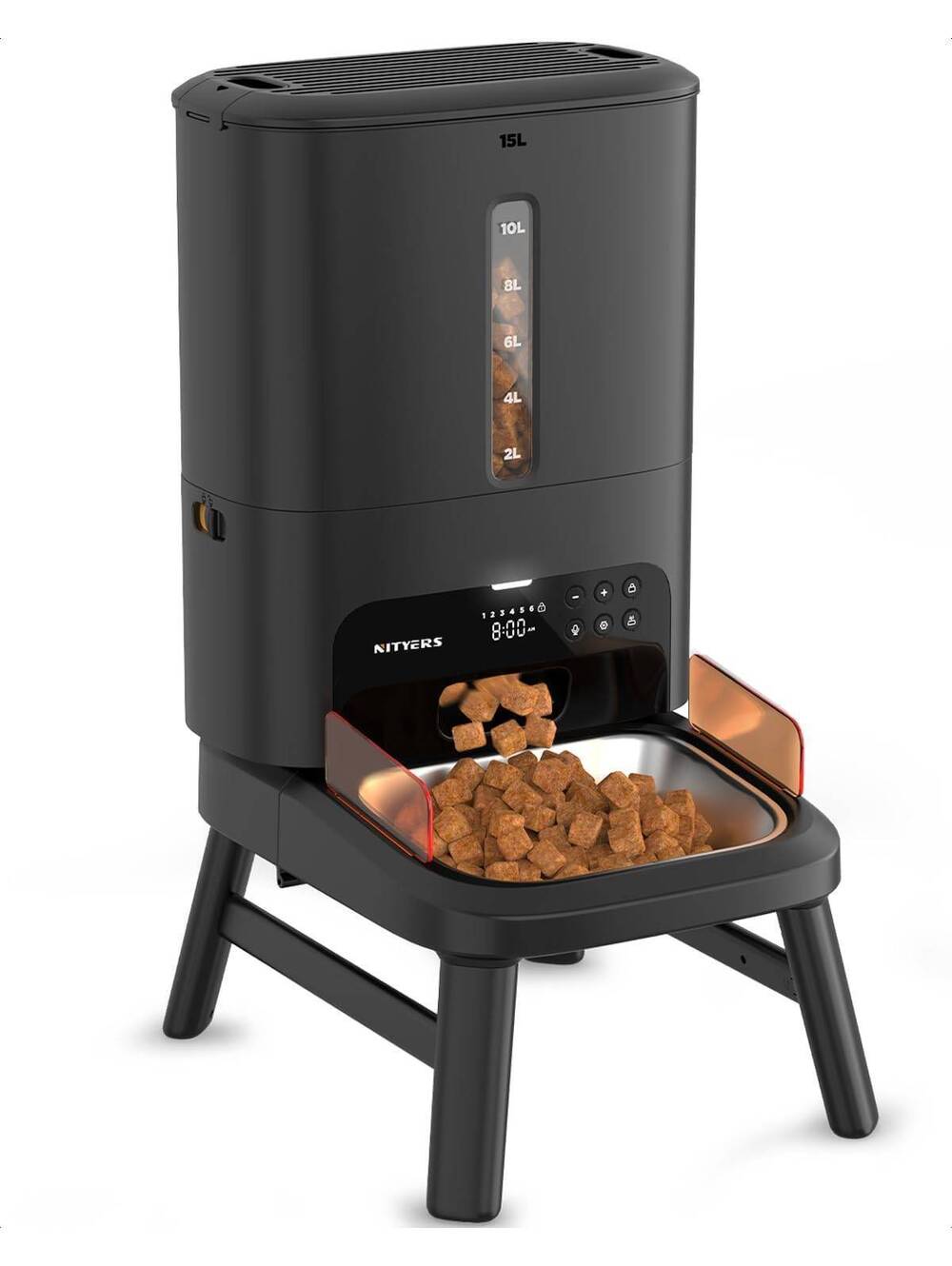 Automatic Dog Feeder - Large Breed, 15L Capacity, Anti-Clog, Elevated Stand